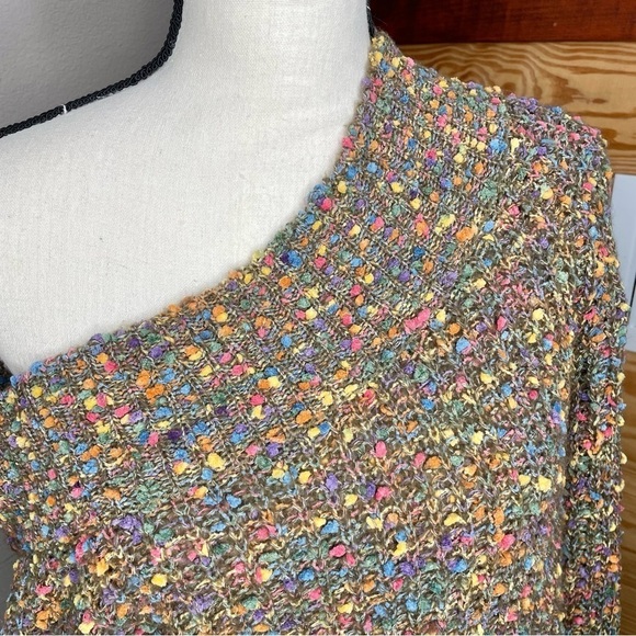 Ee:some Multicolor Speckle Knit One Shoulder Balloon Sleeve Sweater Medium Large - Picture 5 of 10